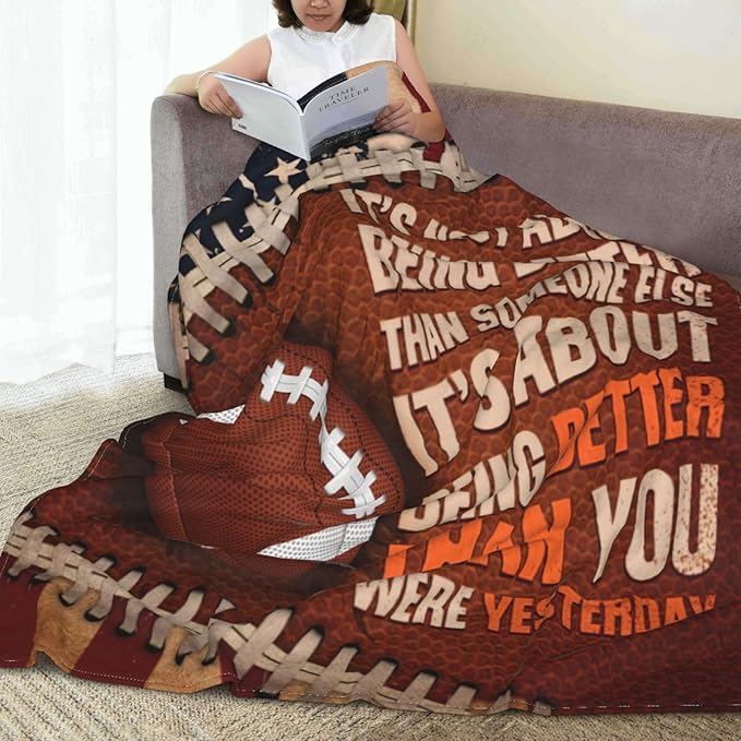 Football Throw Blanket Football Sports Lover Gifts for Men Ground American Football Decor Blankets Soft Cozy Fleece Plush Warm Flannel Bedding Blanket for Boys Kids Teens Adults Couch Travel 40"X50"