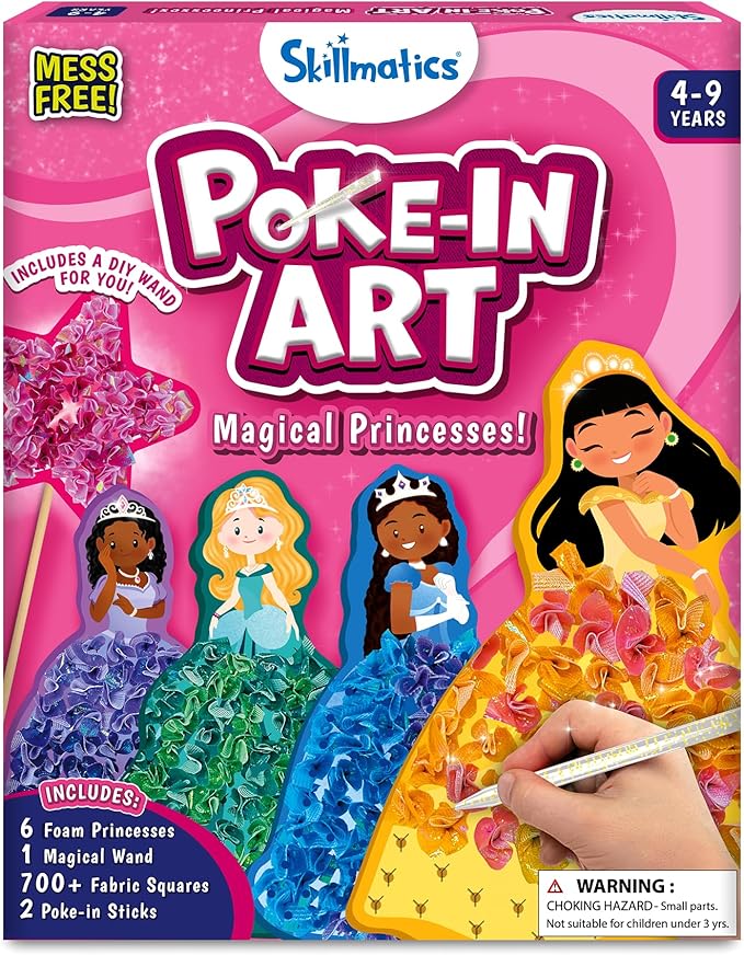 Skillmatics Art & Craft Activity - Poke-in Art Magical Princesses, Mess-Free Art for Kids, Craft Kits, DIY Activity, Valentine's Day Gifts for Girls & Boys Ages 4, 5, 6, 7, 8, 9