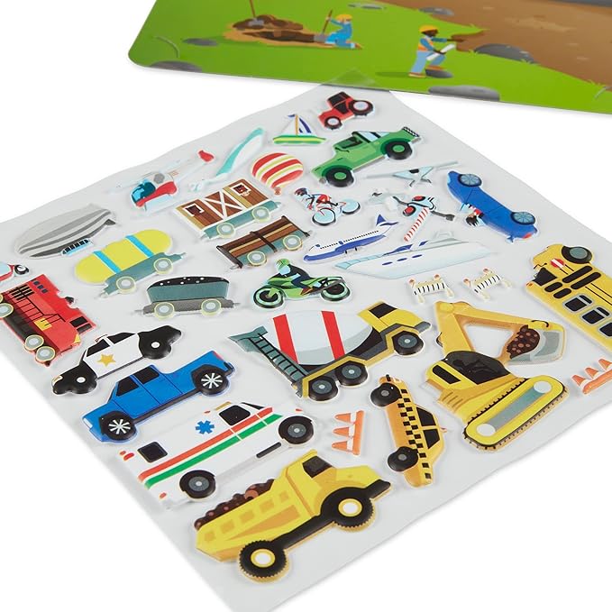 Melissa & Doug Puffy Sticker Play Set 3-Pack (Pirates, Vehicles, Safari)