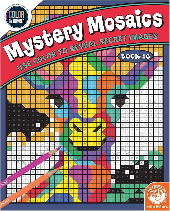 MindWare Color by Number Mystery Mosaic: Book 18 - Ages 6 & up