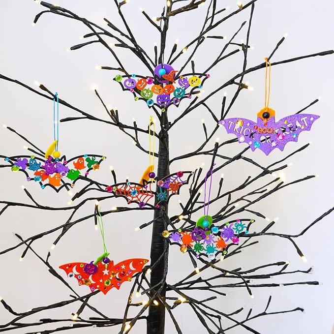 Winlyn 24 Sets Halloween Crafts Fall Crafts DIY Wooden Bat Ornaments Craft Kits Unfinished Paintable Wood Bats for Kids Home Classroom Activities Art Project Halloween Decorations Party Favors