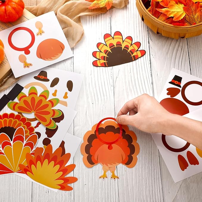 Wenqik 30 Sets Thanksgiving Turkey Picture Frame Craft Kit DIY Magnetic Thanksgiving Fall Photo Frame Craft Kits Turkey Craft for Children Toddlers Thanksgiving Fall Party Favor Home Classroom Crafts