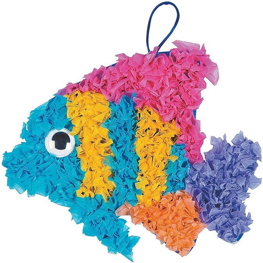 Fun Express Crinkle Tissue Tropical Fish Craft Kit - Makes 12 - VBS Vacation Bible School Supplies/Decor - Crafts for Kids and Fun Home Activities