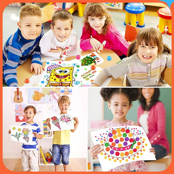 Easter Basket Stuffers, Soucolor Washable Dot Markers Easter Gifts for Toddlers Kids Preschool, 10 Colors 2 oz Bingo Daubers Paint Markers Set with 48 Pages Tearable Activity Book for Toddler Art Kits