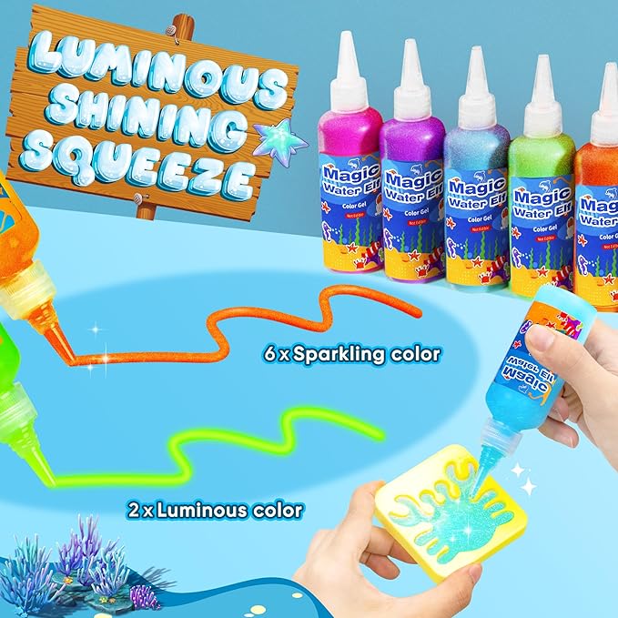 Magic Water Elf Toy Kit, Water Fairy Water Gel Kit, Aqua Animal Toy, Creative Magic Water Toy Creation kit, 60ml Capacity Water Elf Set with 18 Shape Molds, Children's DIY Marine Life (12 Colors)
