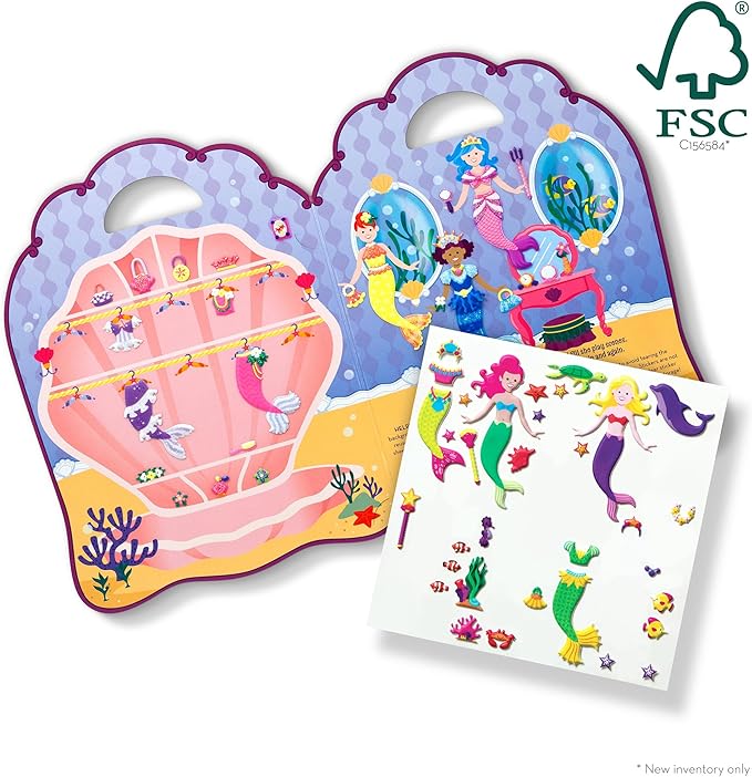 Melissa & Doug Puffy Sticker Activity Book: Mermaids - 65 Reusable Stickers - FSC Certified