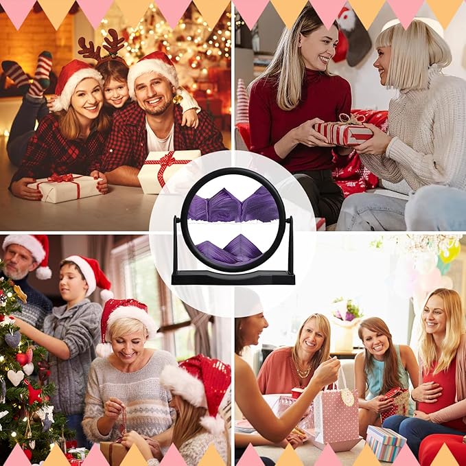 MXYATCJ | Moving Sand Art | Sand Art Liquid Motion | Sand Art Pictures | 3D Deep Sea Sandscape | Glass Sand Art Display | Sand Relaxing Gift for Adult | Home Office Decor | Desktop Toys | (8'' Purple)