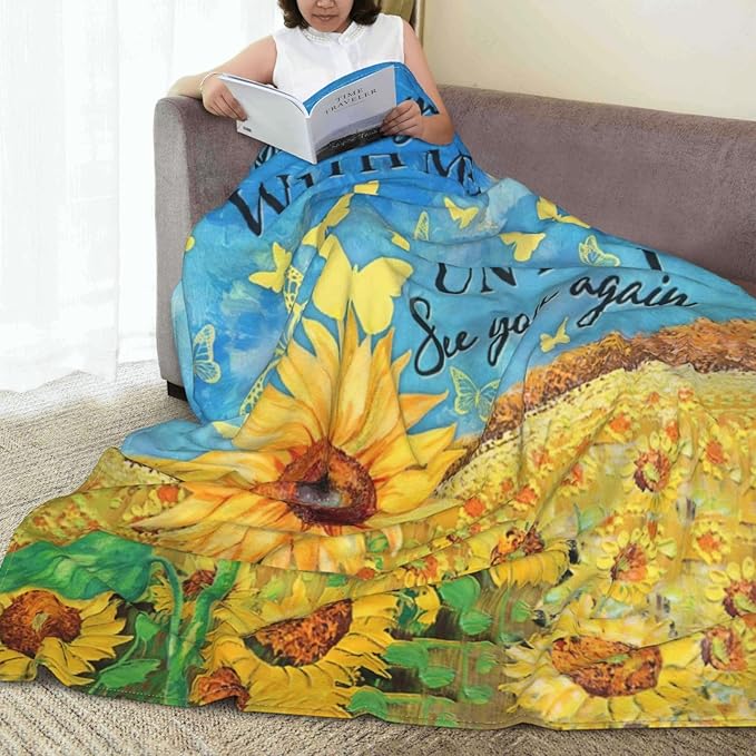Sunflower Blanket Sunflower Gifts for Women Throw Blanket Bedding Decor Sunflower Decorations Plush Lightweight Warm Soft Thick Flannel Fleece Blanket for Bed Office Sofa Couch 60"X80"