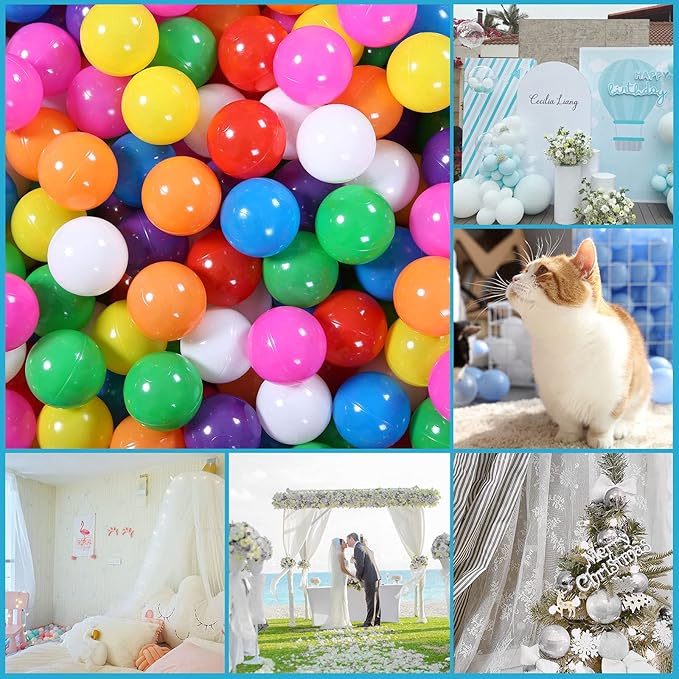 GOGOSO Balls for Ball Pits, Plastic Ball Pit Balls for Toddlers 1-3 Phthalate Free BPA Free for Baby Playpen Toys 8 Colors, 100counts 2.15inch Pelotas