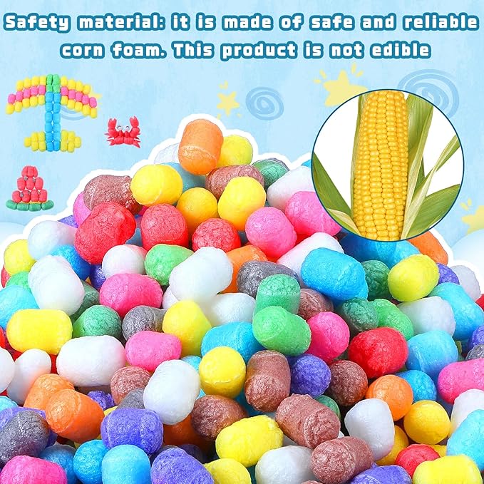 Junkin 3000 Pcs Magic Foam for Crafts Bulk Puffs Corn Craft Kit Christmas Gift for Preschool DIY Kindergarten School Stem Building Model Toys Stimulates Creativity Supplies Crafts