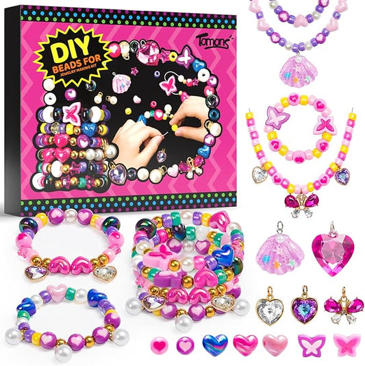 Tomons Charm Bracelet Making Kit for Girls,Crafts for Girls,Jewelry Making Kit Gifts for Girls 6-12 Years Old,Birthday Gift Ideas & Kids Toys Ages 6,7,8,9,10