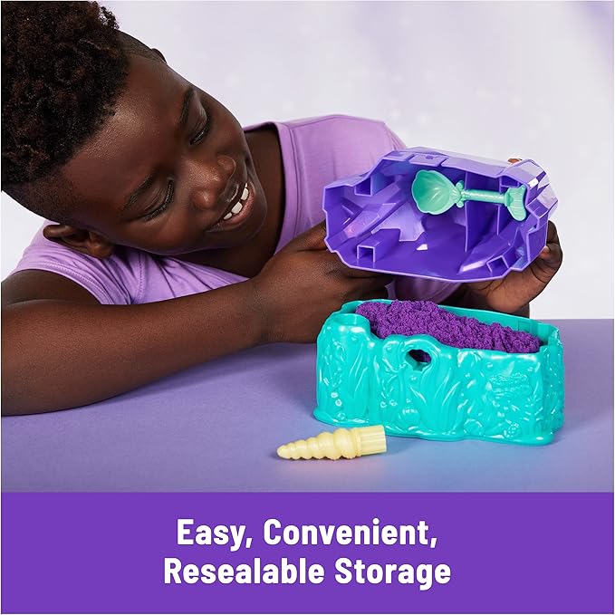 Kinetic Sand, Mermaid Crystal Playset, Over 1lb of Play Sand, Gold Shimmer Sand, Storage and Tools, Sensory Toys for Kids Ages 3 and up