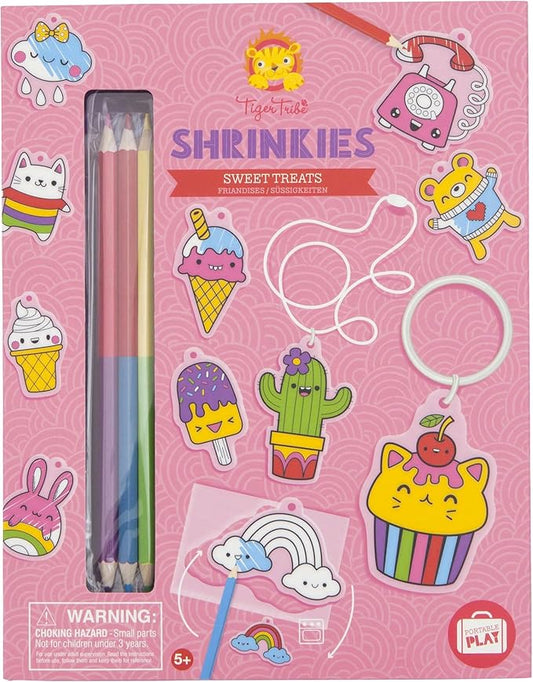 Tiger Tribe: Shrinkies - Sweet Treats - Color & Bake to Create Charms for Jewelry & Keychains, Craft Kit, Kids Ages 5+, Adult Supervision