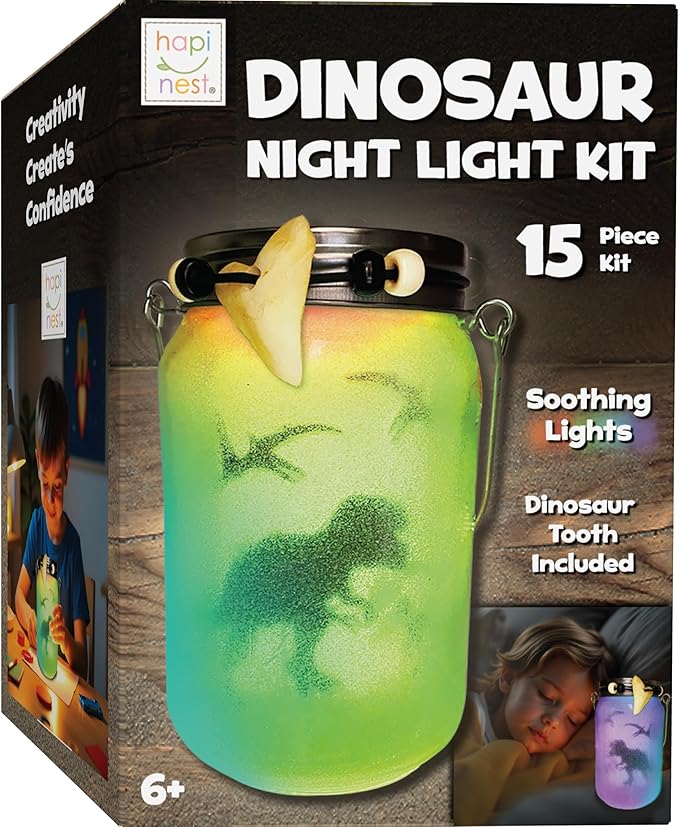 Hapinest DIY Dinosaur Toy Lantern Make Your Own Night Light Kit, Dino Toy Lanterns for Kids, Dinosaur Arts and Crafts Birthday Gift Ideas for Kids Boys Girls Ages 6 7 8 9 10 Years Old & Up
