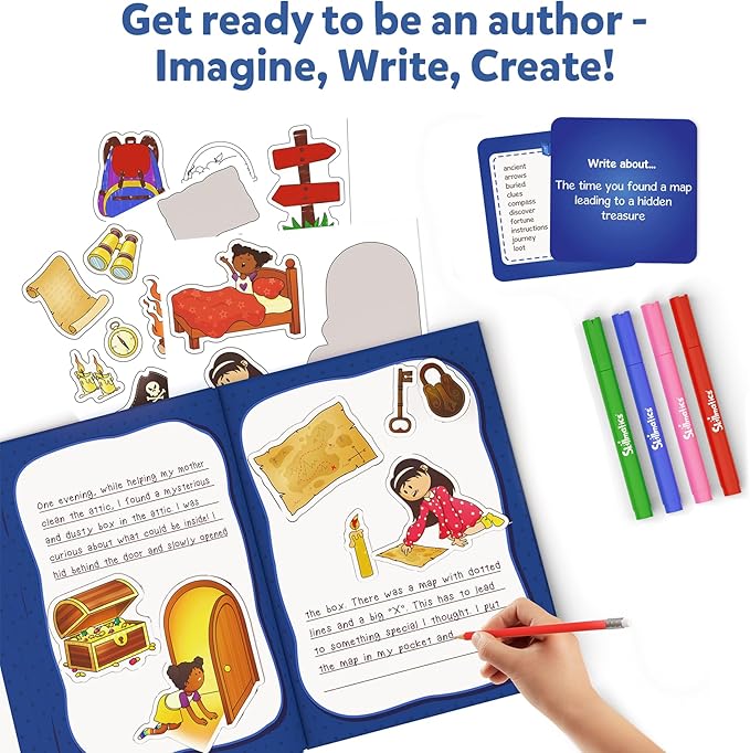 Skillmatics Storybook Art Kit - All My Adventures Art Kit for Kids, Write & Create Storybooks, Creative Activity for Boys & Girls, DIY Kit, 150+ Stickers, Gifts for Ages 5, 6, 7, 8, 9, 10