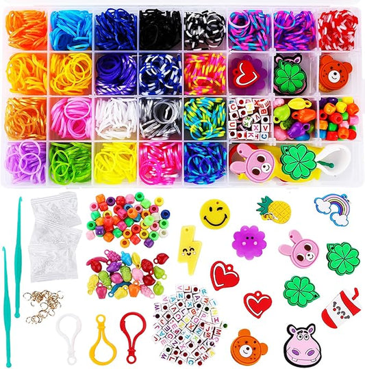 FUNZBO Rubber Band Bracelet kit - 2200pcs+ Loom Bracelet Kit, Loom Bands for Bracelets Making Kit, Rubberband Bracelets Kit for Toddlers Girls Christmas Birthday Gift