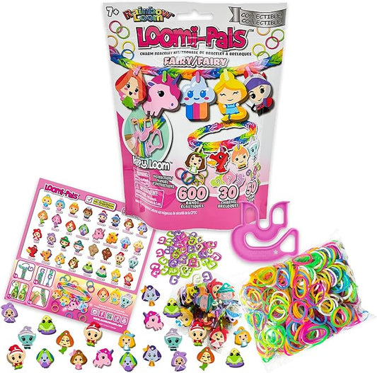 Rainbow Loom® Loomi-Pals Fairy Collectible, Features 30 Mystery Cute Fairy Themed Charms and 600 Colorful Rubber Bands All in a RESEALABLE Bag, Great Gifts for Boys and Girls 7+