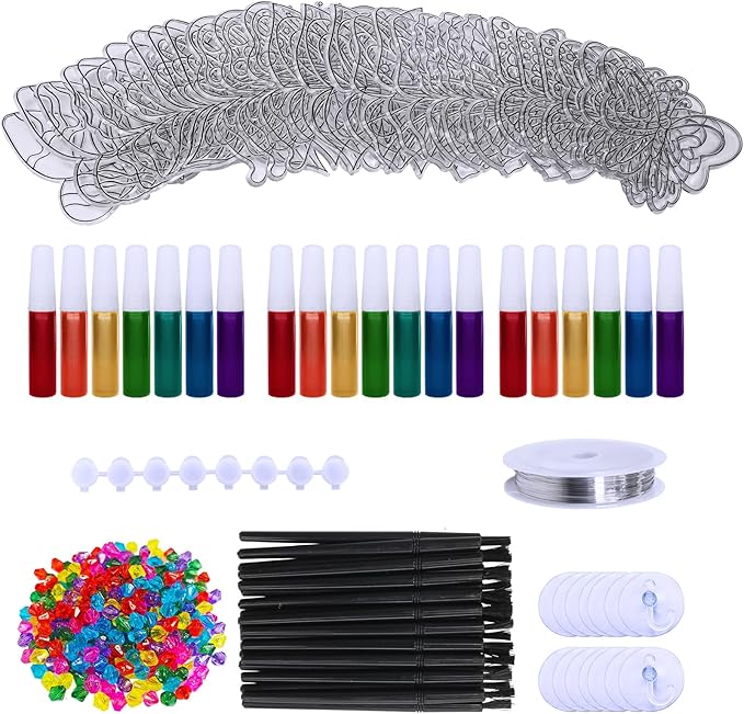 Winlyn 27 Sets Butterfly Suncatchers Ornaments Decorations DIY Window Paint Art Suncatchers Butterfly Suncatchers Painting Craft Kits for Kids Classroom Spring Easter Party Activities Art project