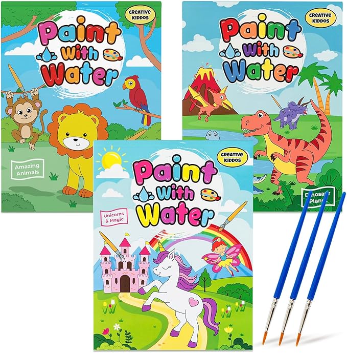 Paint with Water Coloring Books for Toddlers: 3 Books, Mess Free Kids Watercolor Painting Activity Kit - Arts and Crafts for Kids Ages 2 3 4 5 6 Years Old