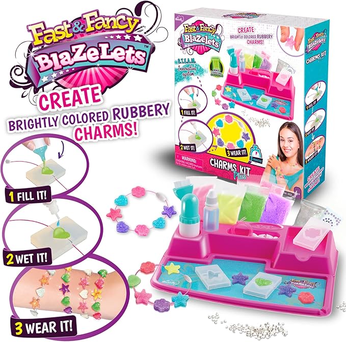 Fast and Fancy Blazelets, Create Colored and Rubber Charms in just 5 Minutes, Innovative Bracelet & Jewelry Maker kit, Arts & Crafts, Ages 6+, Toys for Girls, Girl Gifts, Kids Crafts