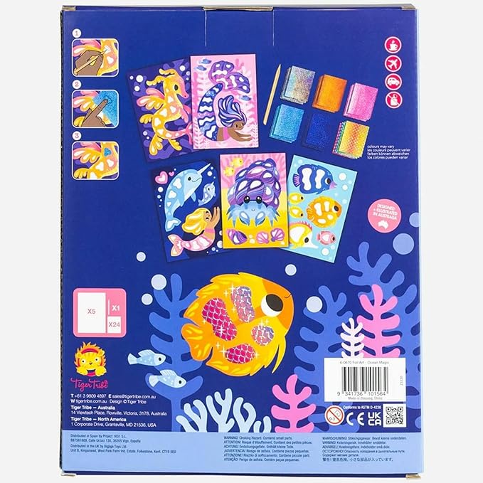 Tiger Tribe: Foil Art - Ocean Magic - Activity Set, Foil Sheets, Art Cards, Ocean Themed Illustrations, Create Underwater Wonderland, Kids Ages 5+