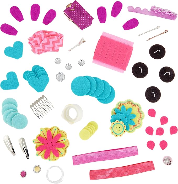– Flower Hair Accessories Kit – 150pc Set with Felt Shapes & Buttons – Blossoming Beauties Creation Kit – Arts & Crafts Kits for Kids Aged 8 years +