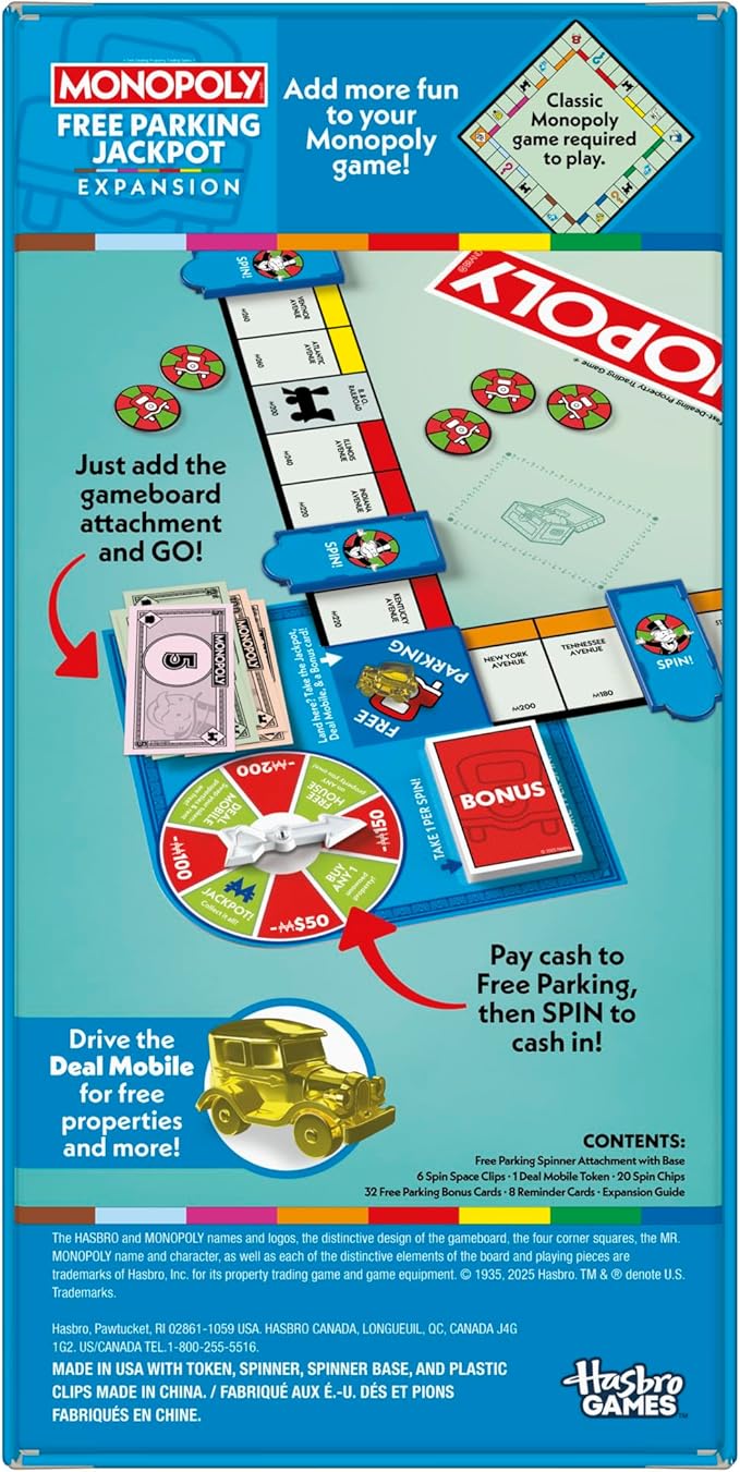 Monopoly Free Parking Jackpot Expansion | Add More Fun to Classic Monopoly Game and Play Faster | Ages 8+ | 2-6 Players | 40 Mins. | Family Board Games