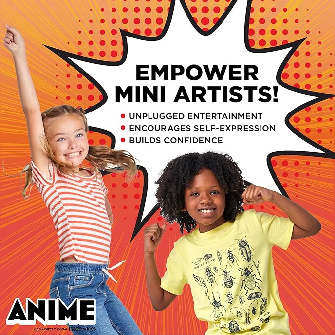 Made By Me Anime Artist Pad, 28-Page Coloring Book, Includes Fun Art Supplies & Removable Stickers Inspired by Comic Books, Great Gifts for Anime Enthusiasts, Coloring Books for Kids Ages 4-8