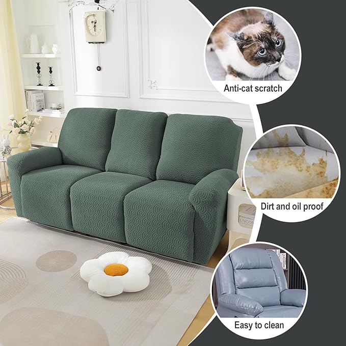 NORTHERN BROTHERS Recliner Sofa Covers 3 Seater, Reclining Sofa Cover 3 Seater, Couch Covers for Reclining Sofa, Couch Cover for Recliner Sofa 3 Seat, Recliner Sofa Covers, Light Green