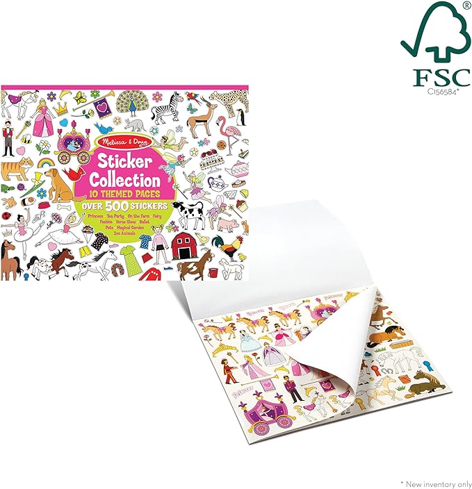 Melissa & Doug Sticker Collection Book: Princesses, Tea Party, Animals, and More - 500+ Stickers - FSC Certified