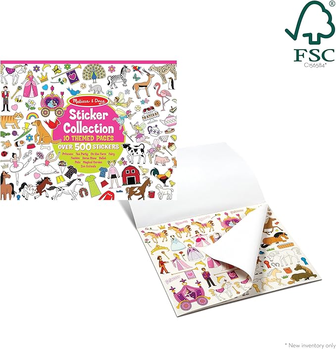 Melissa & Doug Sticker Collection Book: Princesses, Tea Party, Animals, and More - 500+ Stickers - FSC Certified