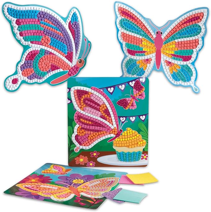 The Orb Factory Sticky Mosaics Butterflies Arts & Crafts, Yellow/Blue/Pink/Purple/Pink, 12" x 2" x 10.75"
