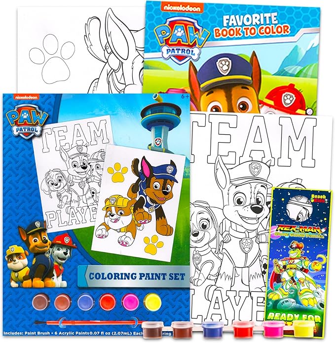Paw Patrol Paint Posters Set - Bundle with Paw Patrol Painting Activity Book with Coloring Pages, Stickers, and More | Paw Patrol Coloring and Activities for Toddlers, Kids