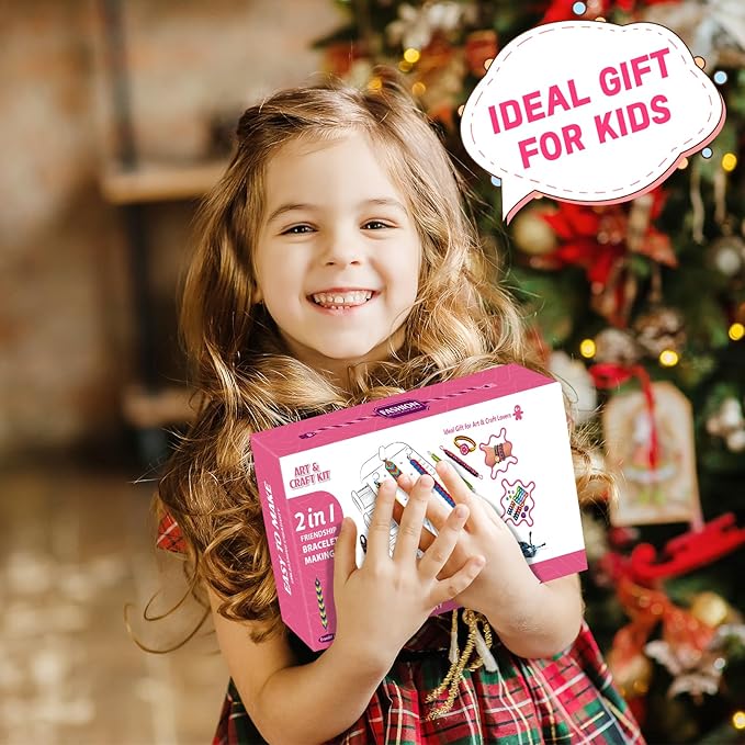 Friendship Bracelet Making Kit Toys ,DIY Arts and Crafts for Kids Ages 6-12,2 in 1 Bracelets String Maker Toys Set,Jewelry String Maker Kit,Christmas Birthday Gifts for Girl 8-12 Years Old (Green)