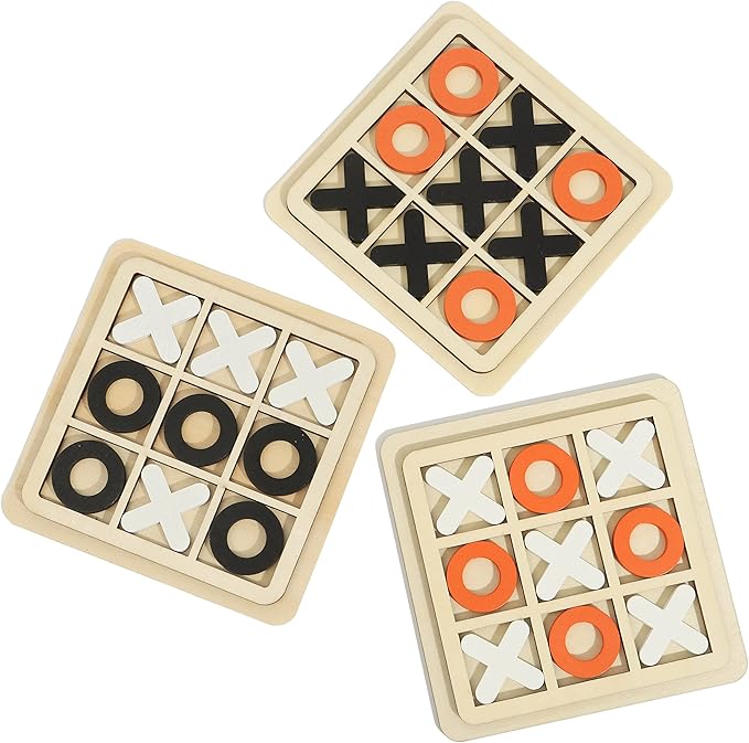 Tic Tac Toe XO Wooden Board Games Desk Toys 3 Pack Classical Family Children Kids Educational Toy