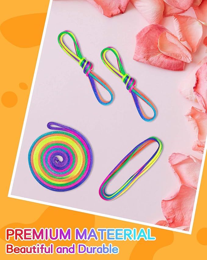 SONGTIY 6PCS Cats Cradle String, 65 Inch Long Rainbow Colourful Finger Rope, Chinese Finger String Games Toy for Kids, Adults, Children's Day, with A Sand Painting