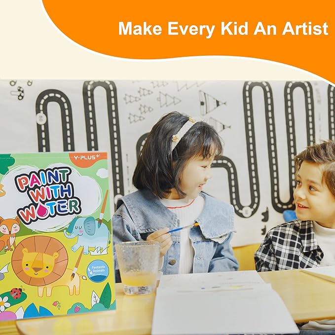 YPLUS Paint with Water Books for Toddlers, Art Craft Toys Watercolor Painting Paper for Kids Gift for Drawing with Brush - Animals