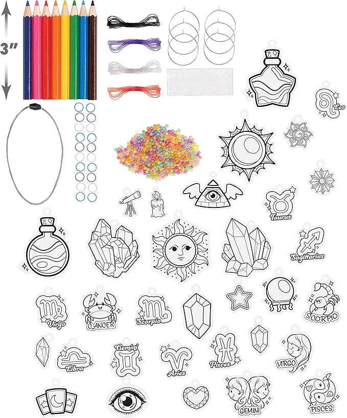 Just Play Shrinky Dinks Astrology Set, 50 Pre-Cut Shrinky Dinks, Kids Arts and Crafts Activity Set, Kids Toys for Ages 5 Up, Amazon Exclusive