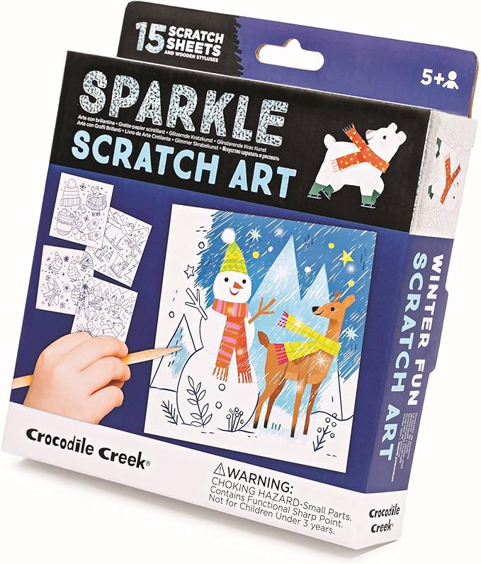 CROCODILE CREEK Winter Fun Sparkle Scratch Art 6Pc, 1 EA