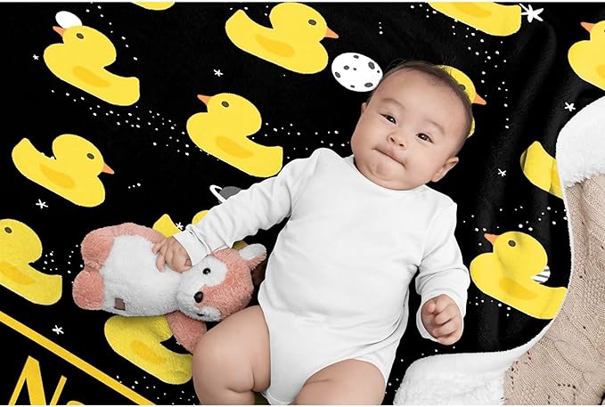 Custom Name Ruddy Duck Adult duck Blanket Kids Funny Blanket Suitable for Bedroom Living Room bed sofa Crib Couch Chair outdoor All Season Items That Yellow Duck Lovers Will Love 80"x60"for Adult