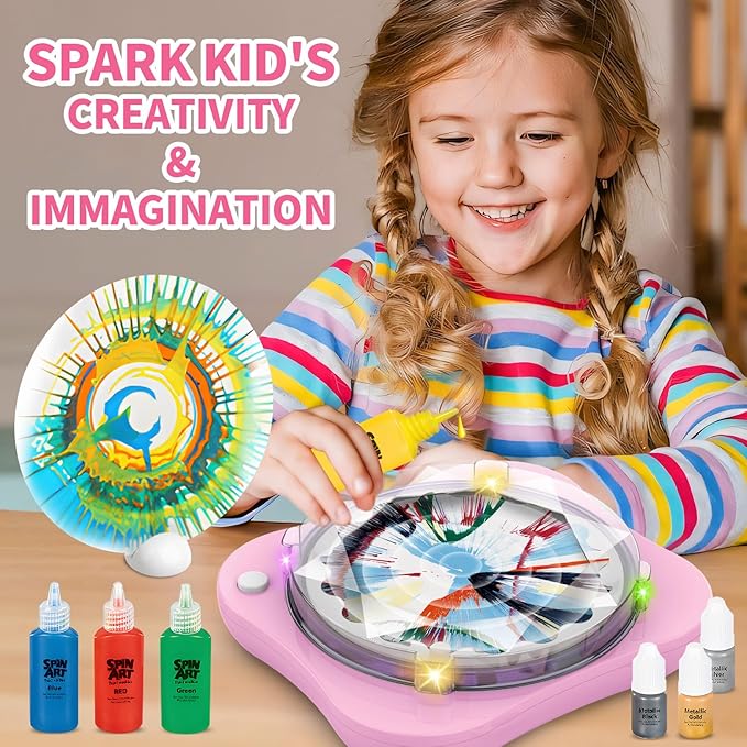 Paint Spin Art Machine Kit for Kids - Arts & Crafts Gifts for Boys Girls Ages 4-8 - Battery Operated Spinner Painting Toys - Birthday Gifts for 4 5 6 7 8 Year Old Girls
