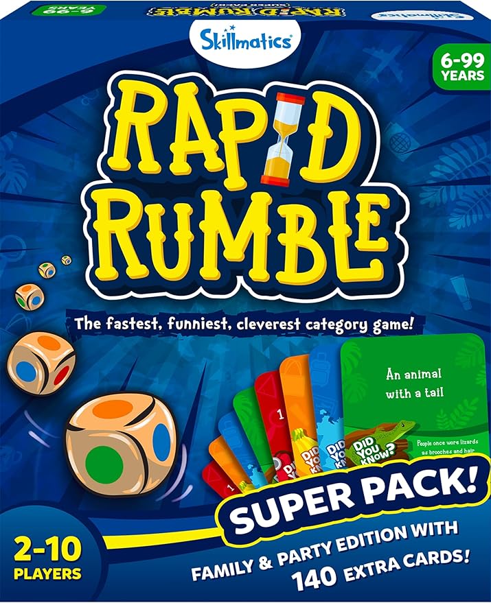 Skillmatics Board Game - Rapid Rumble Super Pack, Family & Party Edition with 140 Extra Cards, Educational Toys, Gifts for Kids, Teens & Adults