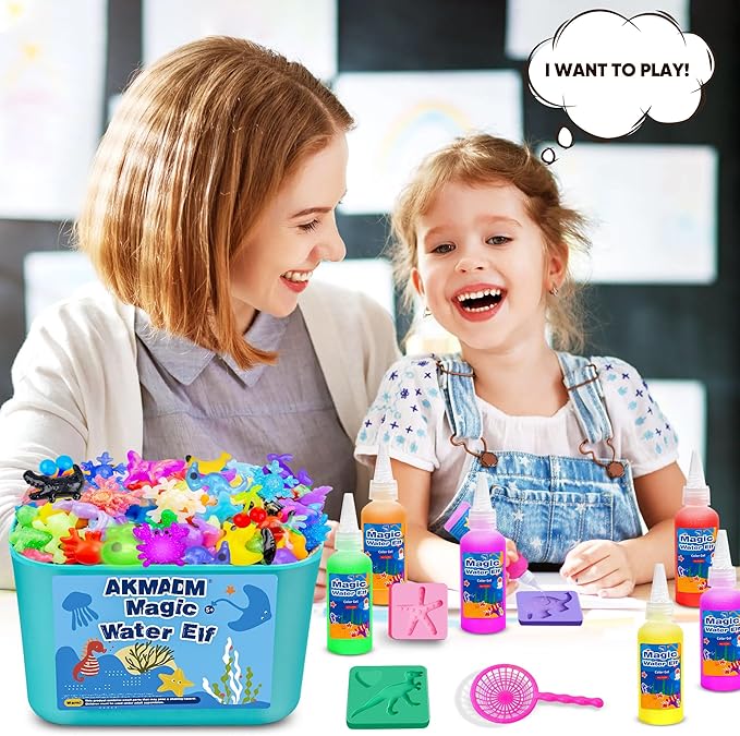 Magic Water Elf Toy Kit, Water Fairy Water Gel Kit, Aqua Animal Toy, Creative Magic Water Toy Creation kit, 60ml Capacity Water Elf Set with 18 Shape Molds, Children's DIY Marine Life (12 Colors)