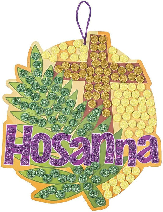 Fun Express Palm Leaf Glitter Mosaic Craft Kit - Makes 12 - Easter Crafts for Kids