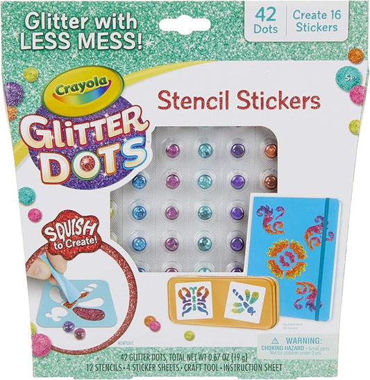 Crayola Glitter Dots Stencil Stickers Craft Kit Age 7+, Sticker Stencils
