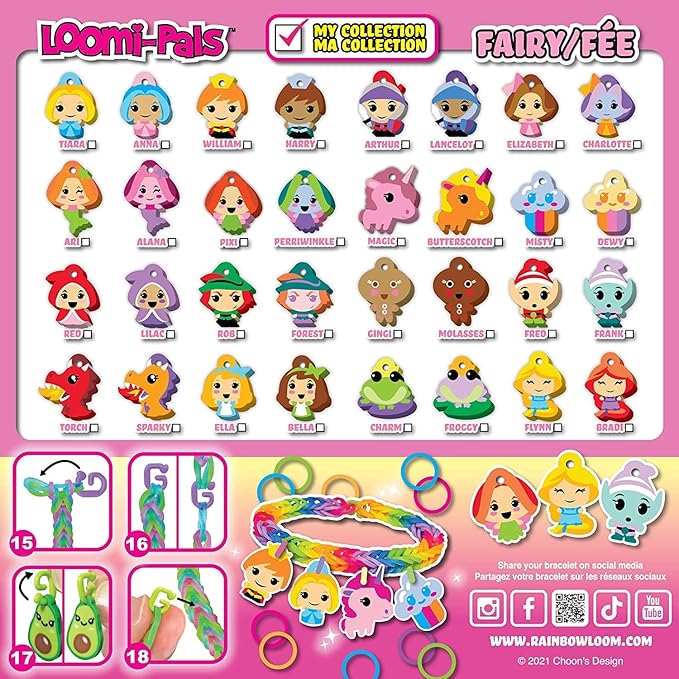 Rainbow Loom® Loomi-Pals Fairy Collectible, Features 30 Mystery Cute Fairy Themed Charms and 600 Colorful Rubber Bands All in a RESEALABLE Bag, Great Gifts for Boys and Girls 7+