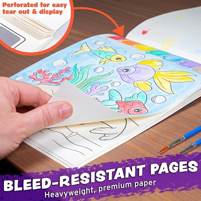 Imagination Works® Paint with Water Books for Kids, 6 Pack | Watercolor Coloring Book Set for Toddler Activities | Spillproof Kids Paint Palette on Each Page | Airplane Toys & Travel Toys for Kids