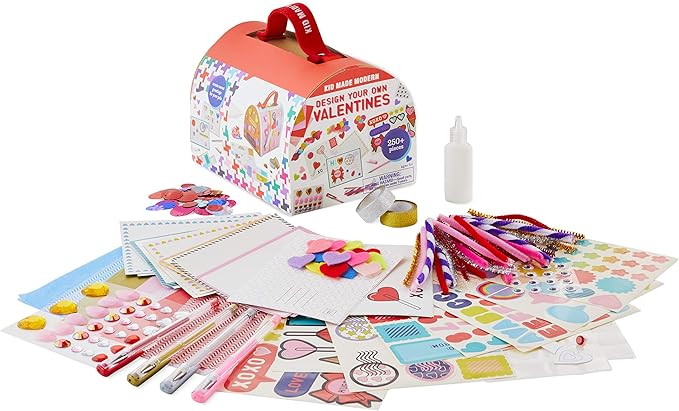 Kid Made Modern Valentine's Day DIY Craft Kit for Kids 6+ - Complete Mailbox & Card Making Set with 250+ Art Pieces - Creative & Engaging Activities for Boys & Girls