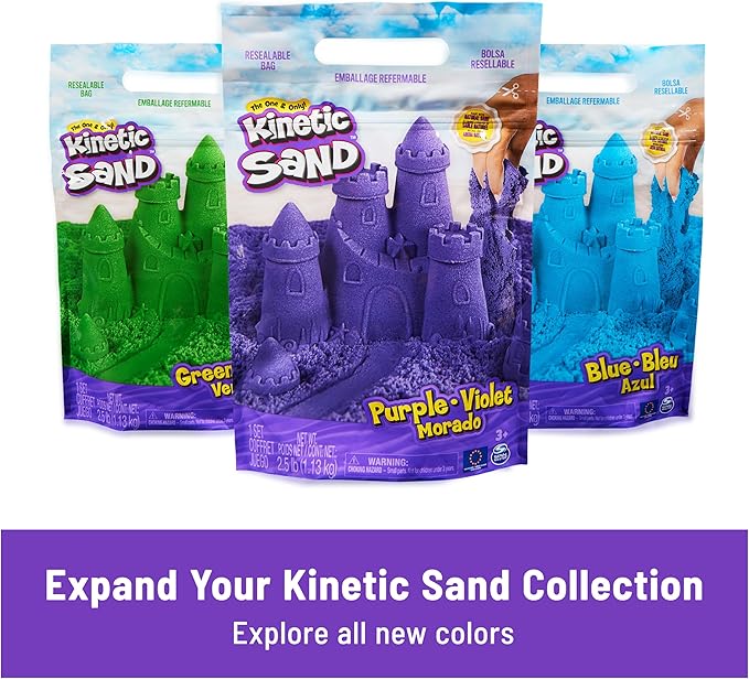 Kinetic Sand, Squish N’ Create Playset with 13.5oz Blue, Yellow & Pink Play Sand, 5 Tools, Sensory Toys for Kids Ages 3 and up