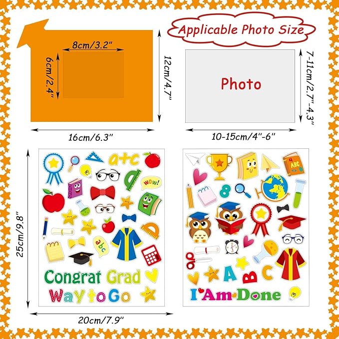 chiazllta 30 Packs Graduation Picture Frame Craft Kits for Kids Congrats Grad DIY Craft Art 2025 Graduation Party Decoration Favor Home Classroom Game Activities